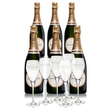 Laurent Perrier Brut NV ( 750ml x 6 with 6 Glass )
