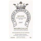 Chateau Marquis d'Alesme Becker 2007 3ème Grand Cru Classé in 1855