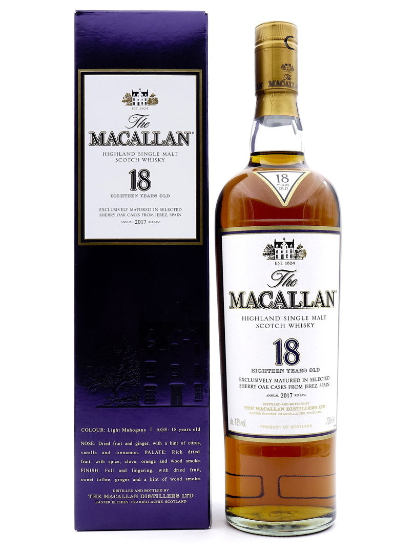 Macallan 18 Years Old Single Malt Scotch Whisky Sherry Oak(2017)